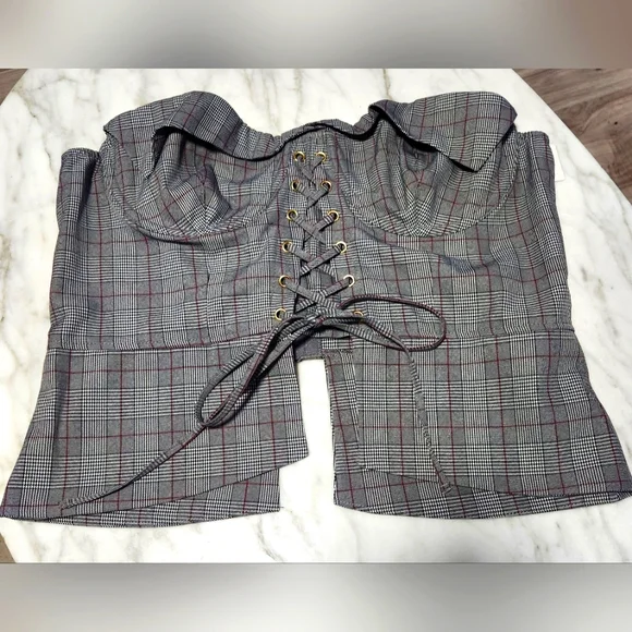 NWT Anthropologie Plaid Corset Top - Women's Size Large - Picture 2 of 9